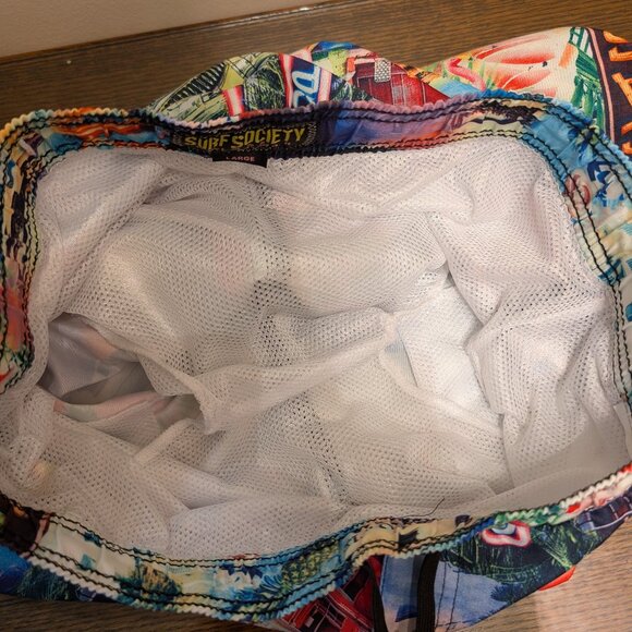 Surf Society Colorful Casino Print Swim Shorts Size Large - Picture 11 of 11